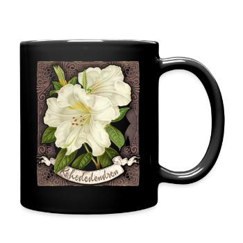 Vintage rhododendron, antique botanical drawing - Full Colour Mug - black - Right