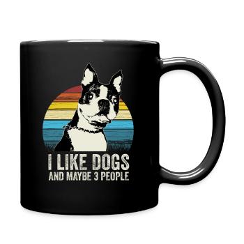 I Like Dogs and Maybe 3 People - Pet Lovers Funny - Full Colour Mug - black - Right