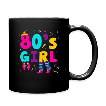 80's Girl Achtziger Frau - Tasse einfarbig - Schwarz - Rechts