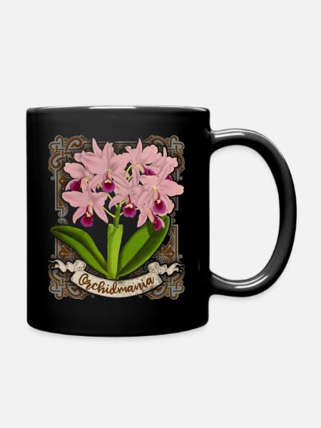 Antike Orchideen Illustration, vintage Orchidee - Tasse einfarbig - Schwarz