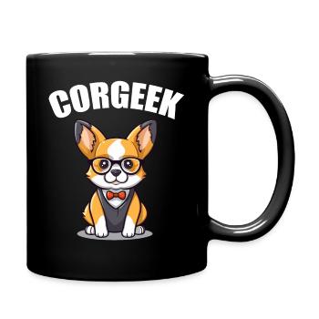 Corgi with glasses Geeks Nerds Corgis dog Corgeek - Full Colour Mug - black - Right