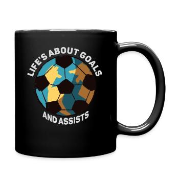 Im Leben geht es um Tore und Vorlagen Futbol Soccer - Tasse einfarbig - Schwarz - Rechts