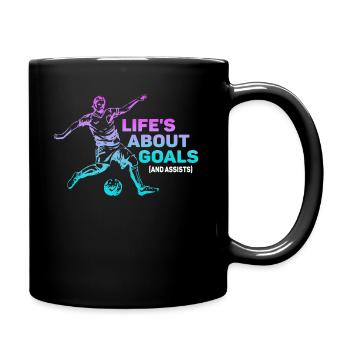 La vie est faite de buts et de passes décisives Football de futbol - Mug uni - noir - Droite