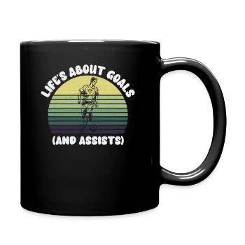 Life Is About Goals And Assists Futbol Soccer - Full Colour Mug - black - Right