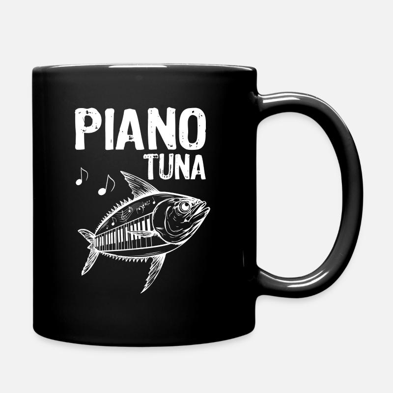 Piano Thunfisch - Thunfisch mit Klaviertasten - Tasse einfarbig - Schwarz