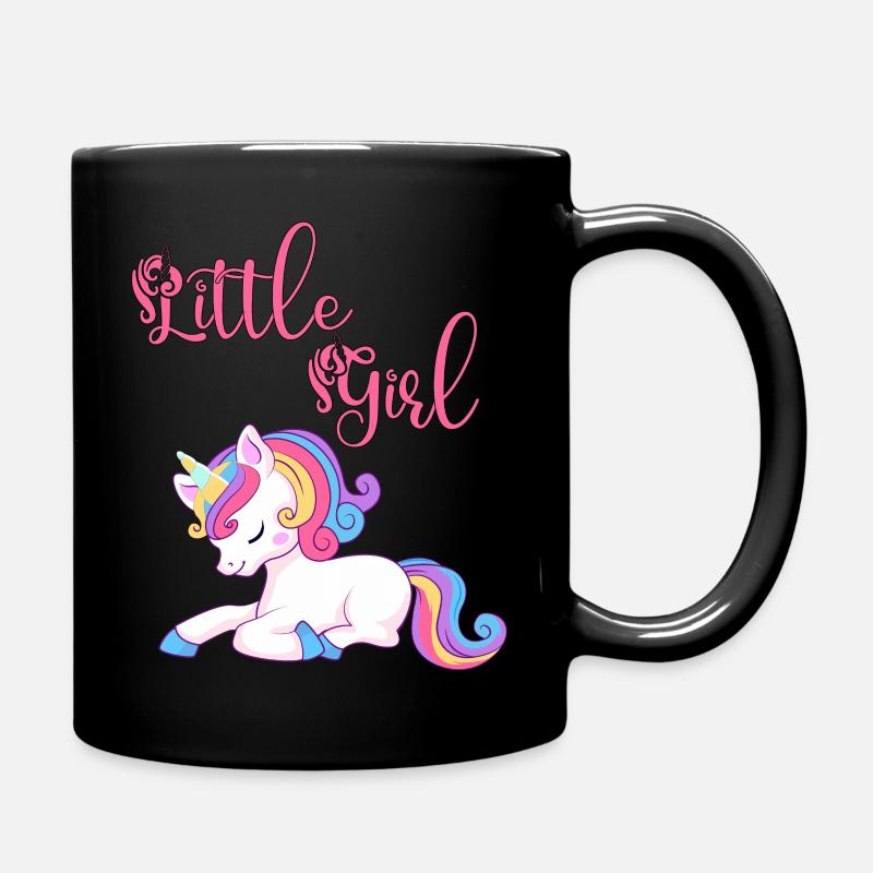 Kleines Mädchen liebt Einhörner - Tasse einfarbig - Schwarz