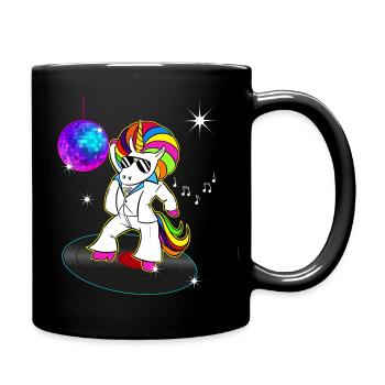 Vintage Einhorn Disco 70er Jahre 80er Jahre Afro Frisur - Tasse einfarbig - Schwarz - Rechts