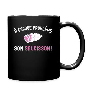 Problème Saucisson Drôle - Cadeau Apéro Humour - Mug uni - noir - Droite