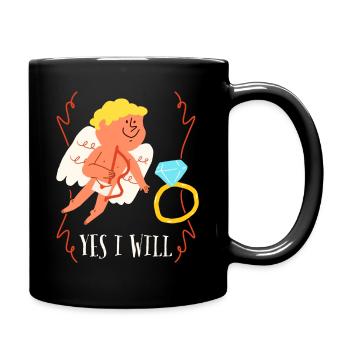 Marriage proposal Wedding Proposal Wedding Angel Saying - Full Colour Mug - black - Right