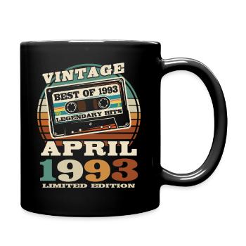 Born in April 1993 - 30 years old - Full Colour Mug - black - Right