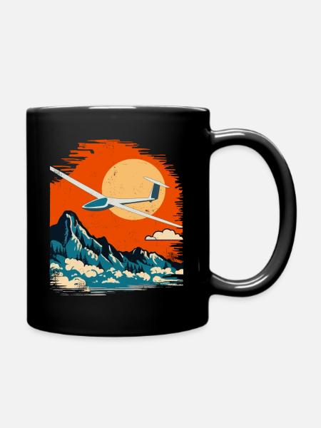 Segelfliegen Segelflugzeug Thermik Retro Vintage - Tasse einfarbig - Schwarz