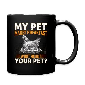 My Pet Makes Breakfast Lustiger Spruch - Tasse einfarbig - Schwarz - Rechts