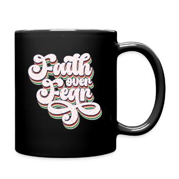 Faith Over Fear Retro - Full Colour Mug - black - Right