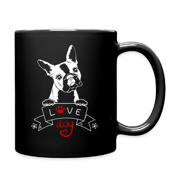 Love Dog Bulldog - white - Full Colour Mug - black - Right
