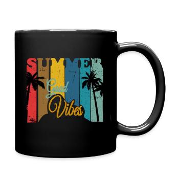 Summer Palme good vibes Retro 2 - Tasse einfarbig - Schwarz - Rechts