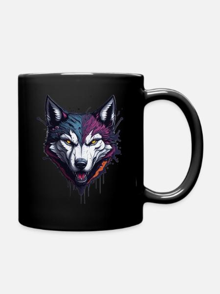 WOLF SPLASH ART DESIGN - Tasse einfarbig - Schwarz