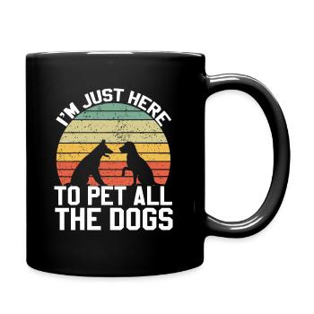 Vintage Je suis juste là pour caresser tous les chiens - Mug uni - noir - Droite