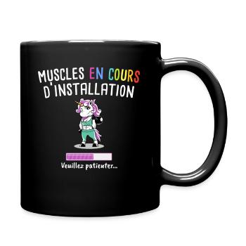 Muscles en Cours - Licorne Cadeau Fitness Humour - Mug uni - noir - Droite