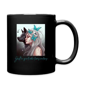 Nur ein Mädchen, das Wölfe liebt Niedliche Tierliebhaber - Tasse einfarbig - Schwarz - Rechts