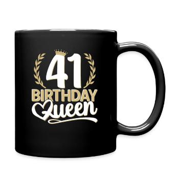 41st birthday woman 41 years old 41st 41er Queen - Full Colour Mug - black - Right