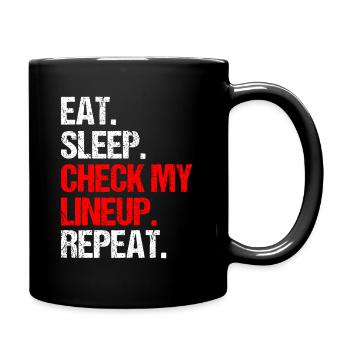 Mangez Sleep Vérifiez mon line-up Repeat, Fantasy Football - Mug uni - noir - Droite