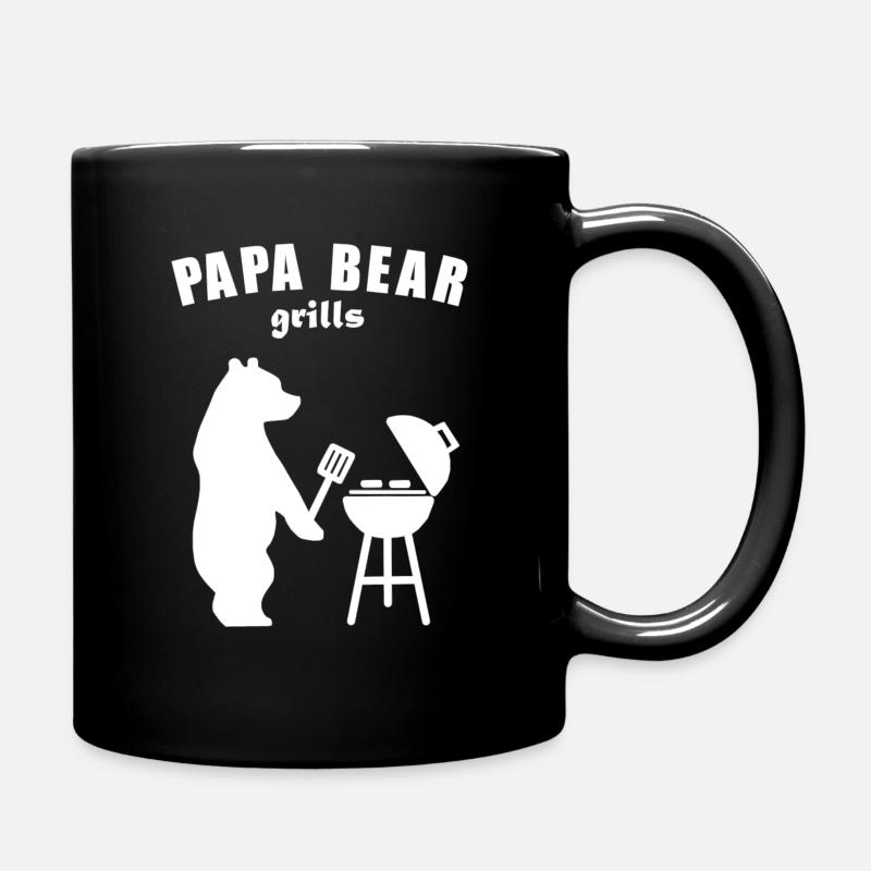 Papa Grillen Vatertag Geburtstag Grillfeier Bär - Tasse einfarbig - Schwarz