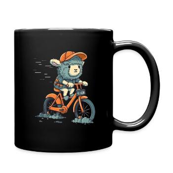Sheep on bicycle - Full Colour Mug - black - Right