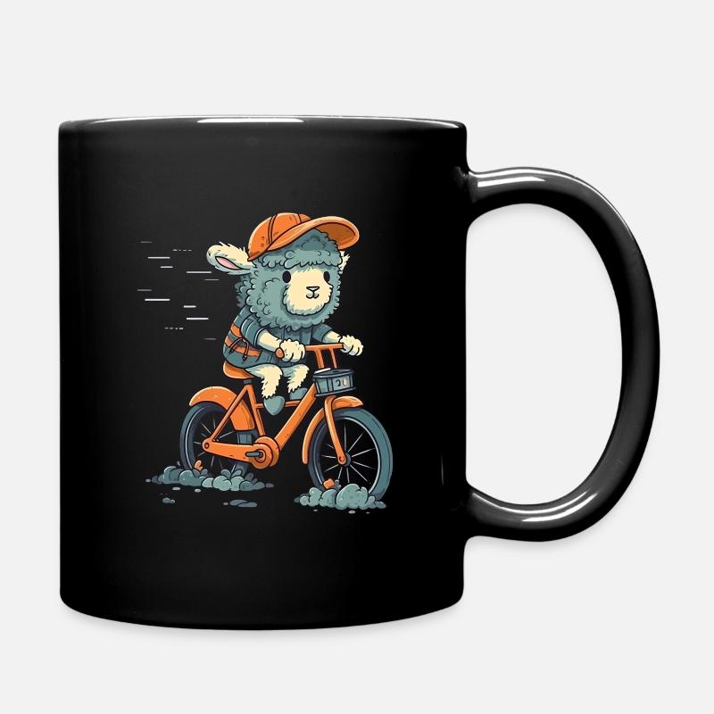 Får på cykel - Enfärgad mugg - svart