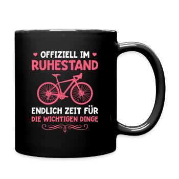Rentnerin Fahrrad Radfahrerin im Ruhestand - Tasse einfarbig - Schwarz - Rechts