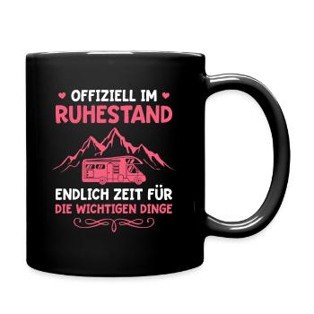 Ruhestand Camping Wohnmobil Camperin Rente - Tasse einfarbig - Schwarz - Rechts