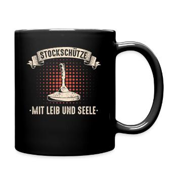 Stockschütze Eisstockschießen Eisstock - Tasse einfarbig - Schwarz - Rechts