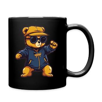 Tanzender Teddybär - Tasse einfarbig - Schwarz - Rechts