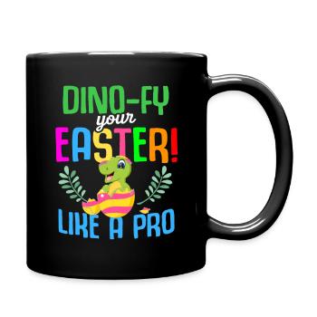 Ostern T-rex Dinosaurier Kaninchen Osterhase - Tasse einfarbig - Schwarz - Rechts