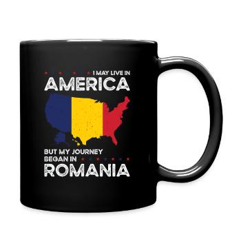 Born Romanian Romania American USA Citizenship - Full Colour Mug - black - Right