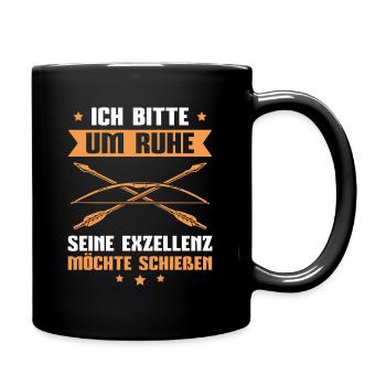 Bogensport Seine Exzellenz will Bogenschießen - Tasse einfarbig - Schwarz - Rechts