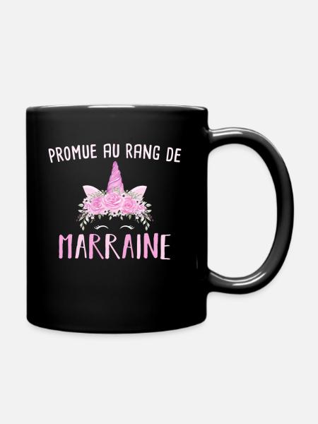 Promue Marraine 2023 - Cadeau Naissance Licorne - Mug uni - noir