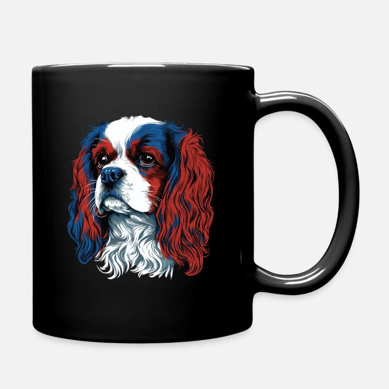 Ein Cavalier King Charles Spaniel Hundeporträt - Tasse einfarbig - Schwarz