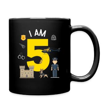 I am 5 - UK Police - Full Colour Mug - black - Right