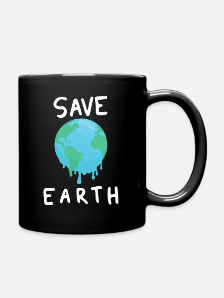 Save Earth Klimawandel Nachhaltig - Tasse einfarbig - Schwarz