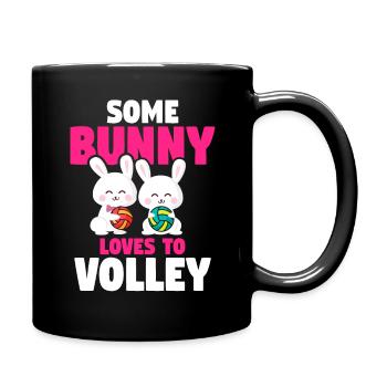 Ostern Volleyball Hase Ferien Kaninchen Sport - Tasse einfarbig - Schwarz - Rechts