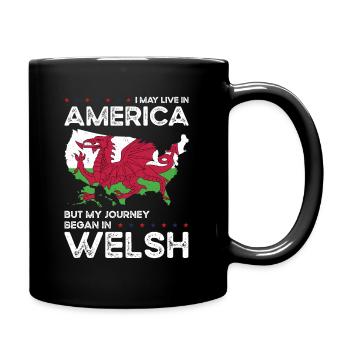 Born Welsh Wales American USA Citizenship - Full Colour Mug - black - Right