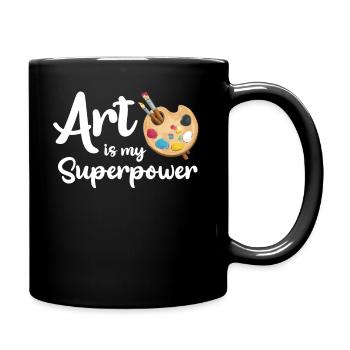 Kunst ist meine Superkraft - Tasse einfarbig - Schwarz - Rechts