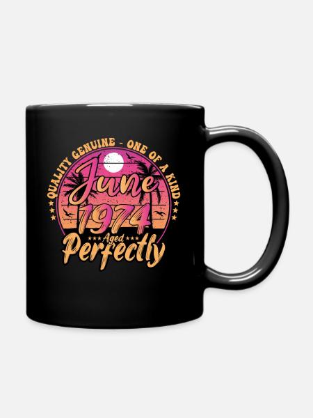 June 1974 anniversary 1974 Retro 1974 June - Full Colour Mug - black