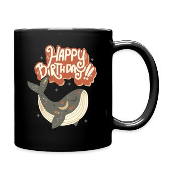 Joyeux anniversaire drôle de baleine Dire - Mug uni - noir - Droite