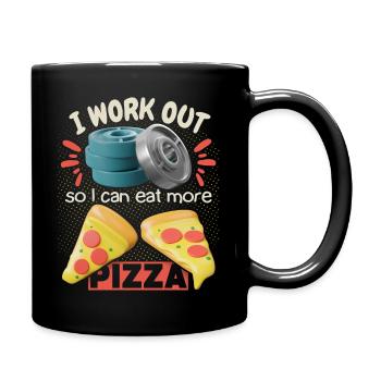 Gym, funny pizza saying in 3d style - Full Colour Mug - black - Right