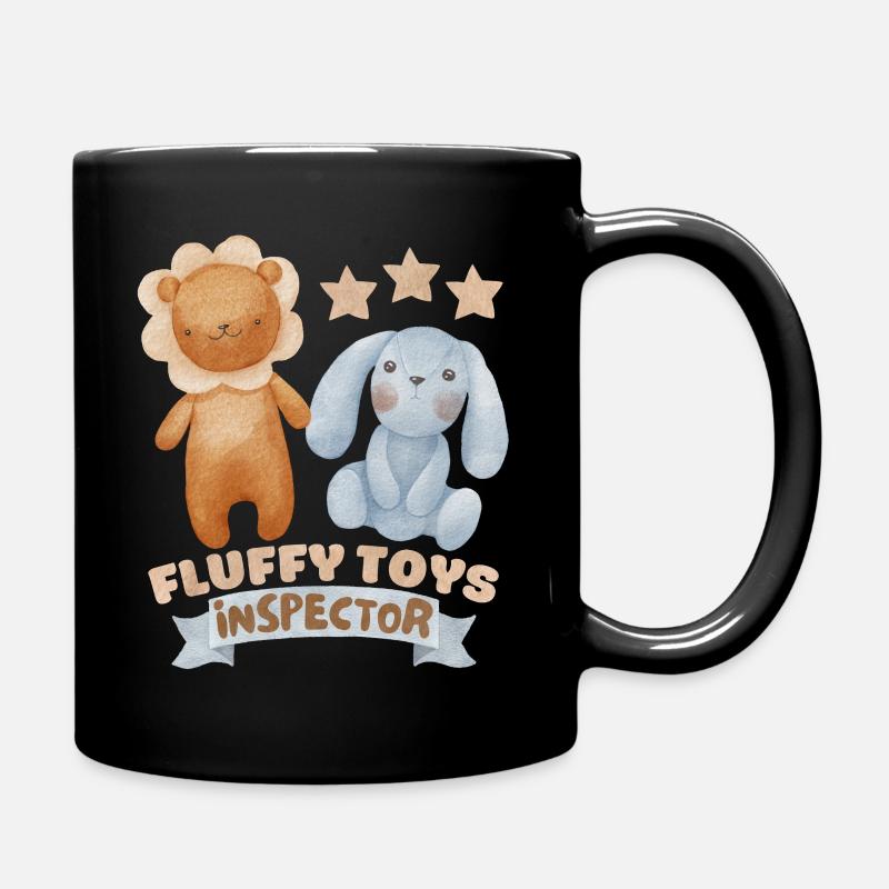 Baby saying, fluffy toy inspector, with teddy bear - Full Colour Mug - black