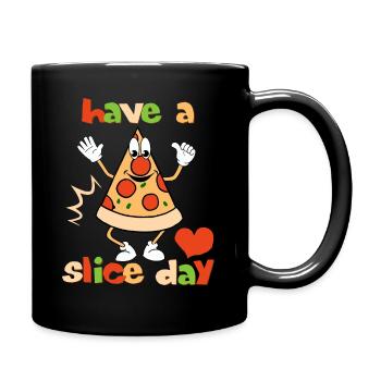 Pizza Comic, Wortspiel, Pun, Spruch für Pizza-Fans - Tasse einfarbig - Schwarz - Rechts