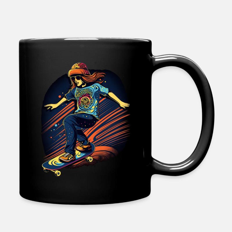 Retro women's skateboard - Full Colour Mug - black