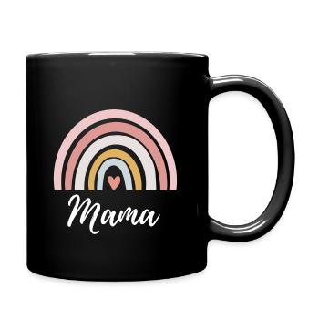 Mama Mom Regenbogen Herz Baby Beste Mama Muttertag - Tasse einfarbig - Schwarz - Rechts
