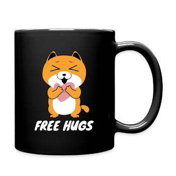Free Hugs - Cute Dog Heart - Full Colour Mug - black - Right